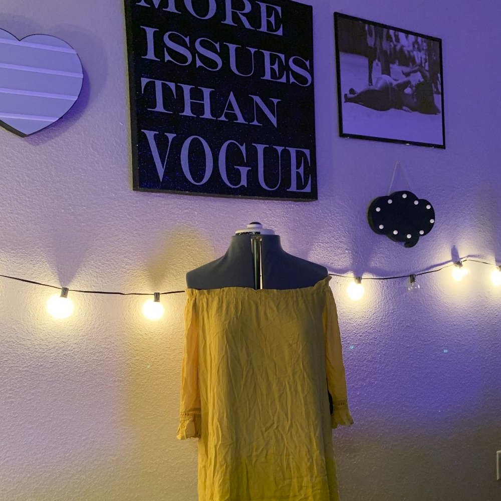 Yellow Off the Shoulder Shift Dress